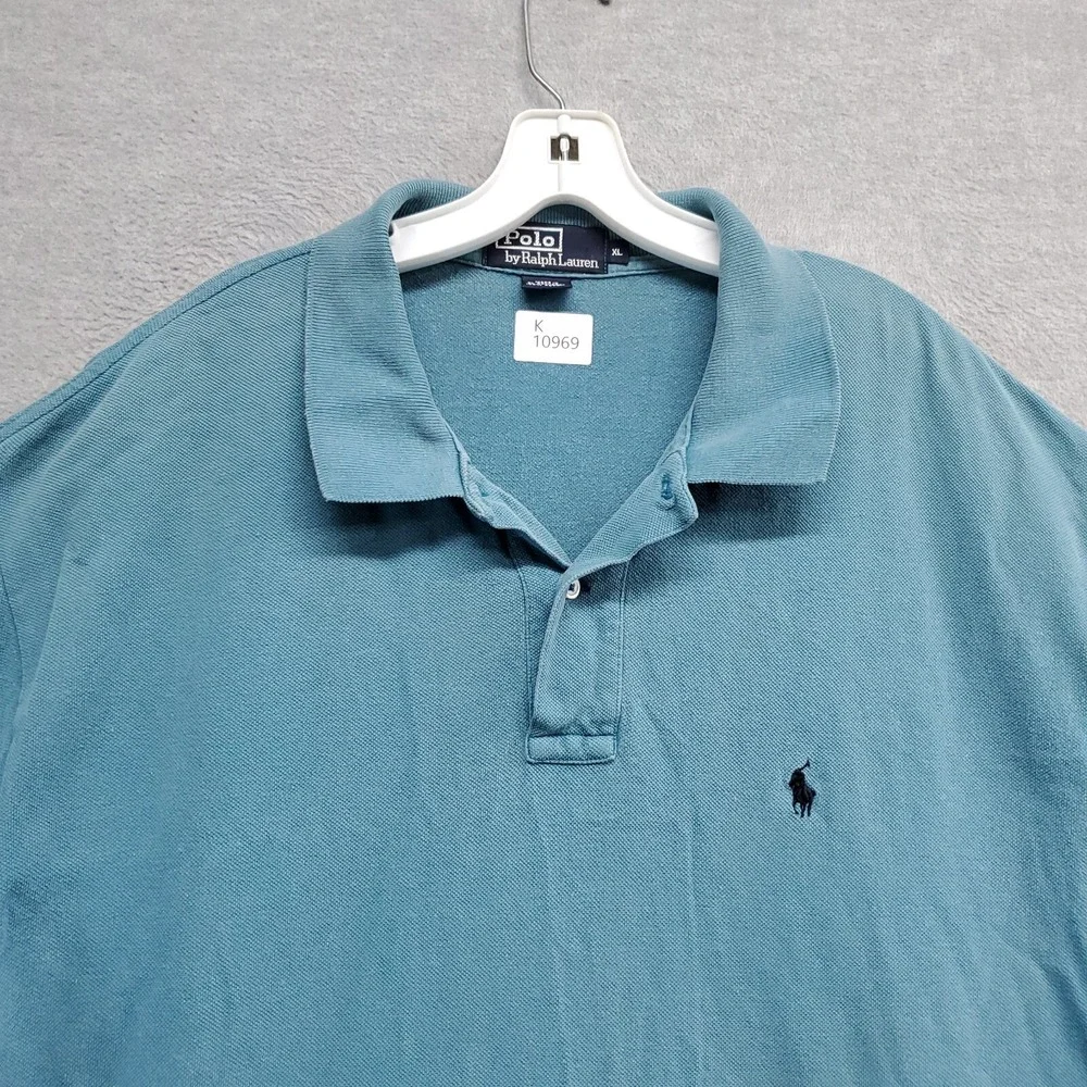VINTAGE Polo Ralph Lauren Men Polo Shirt XL‎ Blue Logo Embroidered Short Sleeve